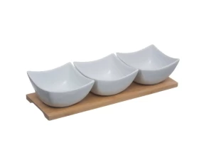 Βάση bamboo με 3 μπολ για ντιπ Secret De Gourmet 160510
