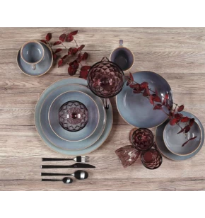 Σετ πιάτα φαγητού 19 τμχ πορσελάνη Cryspo Trio Azure 