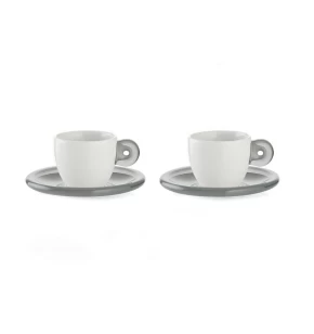 Σετ 2 φλυτζάνια πιατάκια espresso 50 ml Guzzini Gocce Grey