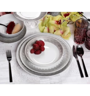 Σετ πιάτα φαγητού πορσελάνη 20 τμχ Cryspo Trio Plaza