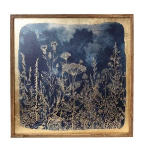 ΠΙΝΑΚΑΣ ΞΥΛΙΝΟΣ ΧΡΥΣΟ ''ΜΠΛΕ ΦΥΛΛΑ'' 80Χ80ΕΚ Espiel ICY163