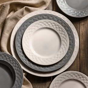 Σετ πιάτα φαγητού 20 τμχ πορσελάνη SPtableware LV White-Grey