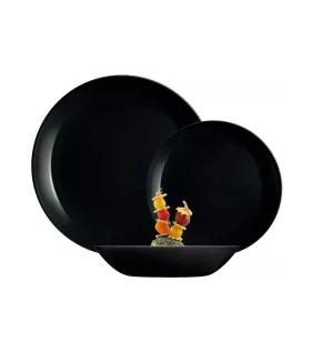Σετ γυάλινα πιάτα φαγητού 18 τμχ Luminarc Diwali Black