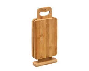 Σετ 4 ξύλα κοπής bamboo 14χ22 εκ. σε ξύλινη βάση 5Five 540744113