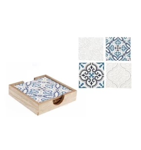 Σετ 4 ξύλινα σουβέρ 10 x 10 εκ. σε βάση Plastona SR0088