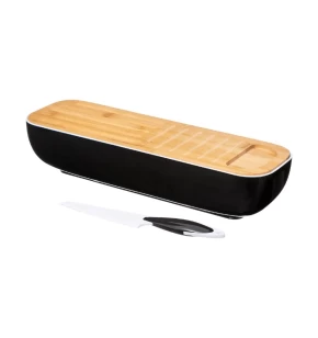 Ψωμιέρα πολυεστερική με καπάκι bamboo 40x12x8.4 εκ. 5Five 167755