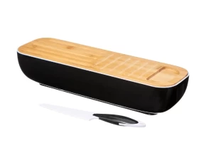 Ψωμιέρα πολυεστερική με καπάκι bamboo 40x12x8.4 εκ. 5Five 167755