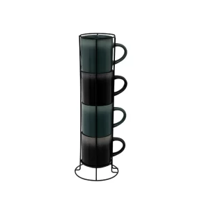 Σετ 4 κούπες 280 ml stoneware σε σταντ Secret De Gourmet 188489