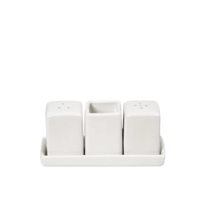 Πορσελάνινο Σετ Αλατοπίπερο & Θήκη Οδοντογλυφίδων με Βάση Espiel Siders 13,5x5,5 εκ. (FUK137K2)