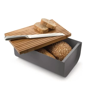 Μεταλλική ψωμιέρα με καπάκι bamboo Alessi Mattina BG03.DG
