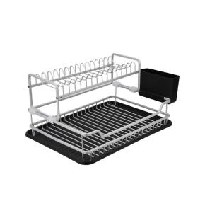 Πιατοθήκη αλουμινίου διώροφη με πλαστικό δίσκο Estia 01-25922