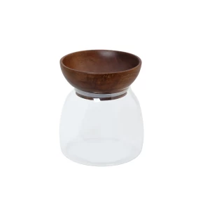 Γυάλινο βάζο με καπάκι ακακία 11.3χ13.6 εκ. Cryspo Trio 65.000.223