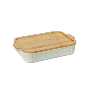 Πυρίμαχο ταψί stoneware-bamboo καπάκι 33χ21χ6εκ. Cryspo Plade 37.085.77