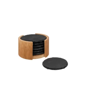 Σετ 6 σουβέρ πέτρα 10 εκ. σε βάση bamboo Secret De Gourmet 188453