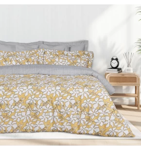 DAS HOME ΣΕΤ ΣΕΝΤΟΝΙΑ ΥΠΕΡΔΙΠΛΑ ΜΕ ΛΑΣΤΙΧΟ CASUAL 5432 OCHRE, WHITE