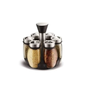 Σετ 6 γυάλινα βαζάκια μπαχαρικών σε βάση Banquet Barril 28681037