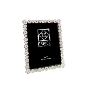 Κορνίζα Μεταλλική με Λουλούδια 13x18 Ασημί-Λευκό Espiel FAM757