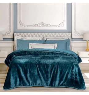 GREENWICH POLO CLUB ΚΟΥΒΕΡΤΑ VELOUR ΜΟΝΗ ESSENTIAL 3498 DARK AQUAMARINE