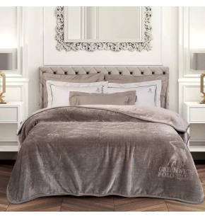 GREENWICH POLO CLUB ΚΟΥΒΕΡΤΑ VELOUR ΜΟΝΗ ESSENTIAL 3497 TAUPE