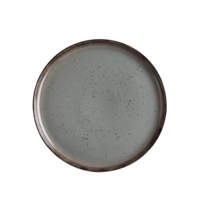 Πιατέλα Στρογγυλή Ionia Stigmes 31εκ. Γκρι με Καφέ Περίγραμμα 1070116