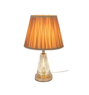 Λαμπατέρ Γυάλινο Διαφανές με Μπεζ Καπέλο & Φωτισμό Βάσης Iliadis 41 cm 91580