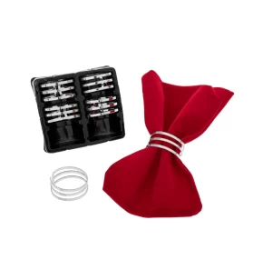 Σετ 6 Ασημί Δαχτυλίδια Πετσέτας Τύπου Κρίκος Iliadis 91832