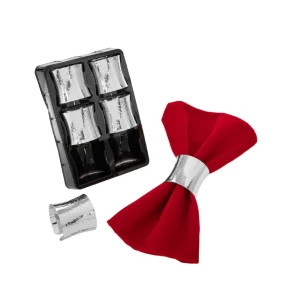 Σετ 6 Ασημί Δαχτυλίδια Πετσέτας Iliadis 4.5×4 cm 91835