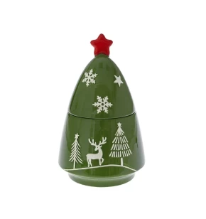 Χριστουγεννιάτικη Κεραμική Μπισκοτιέρα Δέντρο Πράσινη 81831