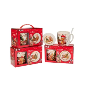 Σετ Χριστουγεννιάτικη Κούπα με Πιατάκι & Κουτάλι σε Κουτί Δώρου 91816