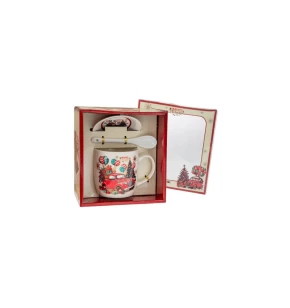 Χριστουγεννιάτικη Κεραμική Κούπα με Κουτάλι & Πιατάκι  91822