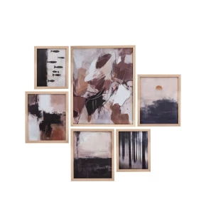 Σετ 6 Πίνακες σε Καμβά με Κορνίζα Iliadis σε Γήινους Τόνους 89179