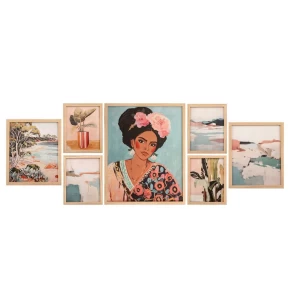 Σετ 7 Πίνακες σε Καμβά με Κορνίζα Iliadis με Boho & Floral Θέματα 89178