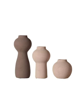Διακοσμητικό Σετ 3 Κεραμικά Βάζα Assort σε Καφέ & Μπεζ Αποχρώσεις Espiel TOF264