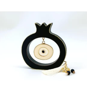 Ξύλινο Ρόδι Γούρι 2026 Μαύρο με Μάτι  KorresCraft 262-038-4-B