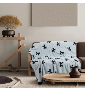 DAS HOME ΚΟΥΒΕΡΤΑ ΚΑΝΑΠΕ JACQUARD FLEECE 1380 LIGHT BLUE