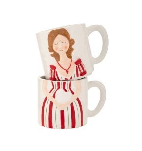 Σετ 2 Στοιβαζόμενες Κεραμικές Κούπες  Άγγελος με Καρδιά - Iliadis (18 εκ.) 90768