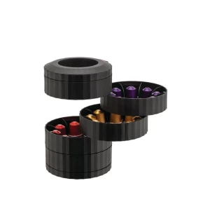 Alessi Plissé Θήκη για 40 Κάψουλες Espresso με 5 Περιστρεφόμενα Ράφια - Μαύρο (MDL19 B)