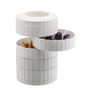 Alessi Plissé MDL19 W Θήκη για 40 Κάψουλες Espresso με 5 Περιστρεφόμενα Ράφια - Λευκό 
