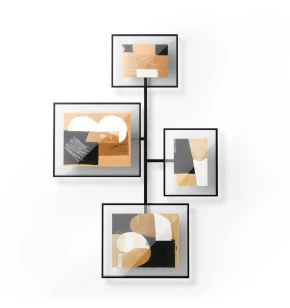 Umbra Flute Gallery Frame 1023082-040 - Μαύρη Μεταλλική Σύνθεση 4 Φωτογραφιών με Ραβδωτό Γυαλί