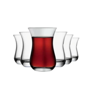 Σετ έξι γυάλινα φλιτζάνια τσαγιού Pasabahce Tempo σε minimal σχεδιασμό.