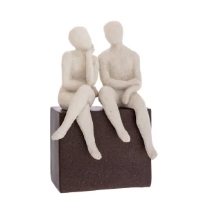Iliadis Λευκή Πολυρεζίν Φιγούρα Ζευγαριού σε Καφέ Βάση 14x9x22εκ. (92331)