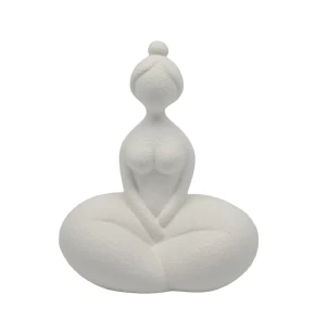 Κεραμικό Διακοσμητικό Γυναικεία Φιγούρα Άσπρο Ματ Ankor - 842988