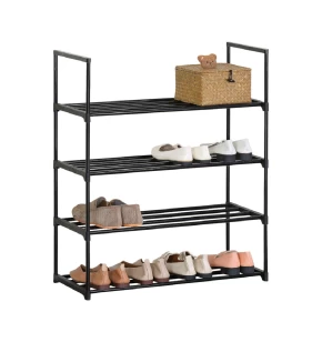 Παπουτσοθήκη Μεταλλική με Τέσσερα Ράφια σε Μαύρο Χρώμα Ankor - 844265