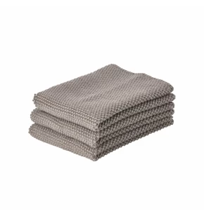Zone Denmark Σετ 3 Πλεκτές Πετσέτες Κουζίνας 100% Οργανικό Βαμβάκι - Taupe (331242)