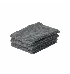 Zone Denmark Σετ 3 Πλεκτές Πετσέτες Κουζίνας 100% Οργανικό Βαμβάκι - Anthracite (330474)