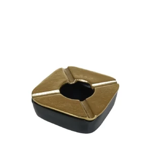 Σταχτοδοχείο Αλουμινίου Αντιανεμικό Χρυσό-Μαύρο 10.5Χ10.5 Χ3 εκ. - Espiel ASR107