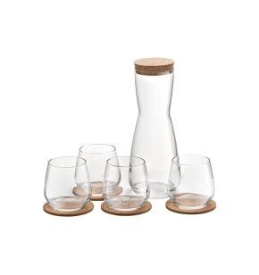 Σετ Καράφα Νερού 1lt & 4 Ποτήρια 370ml με Σουβέρ Φελλού Royal Leerdam Debonair 826579