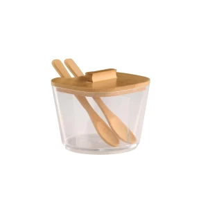 Ζαχαριέρα 2 Θέσεων με Καπάκι Bamboo & 2 Κουταλάκια DAY 100045 (11,7x10x9,5cm)
