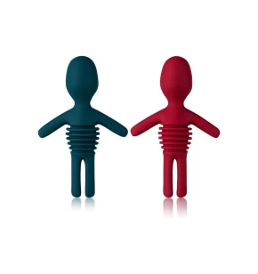 Innovine Σετ 2 τμχ Πώματα Μπουκαλιού από Σιλικόνη Ανθρωπάκια (Μπλε & Κόκκινο)