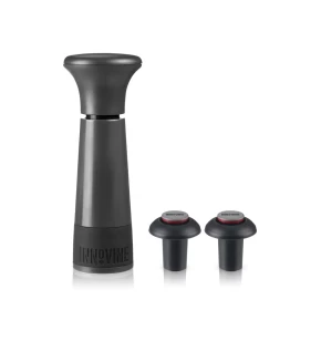 Innovine 12016 Αντλία Κενού Αέρος για Κρασί με 2 Πώματα - Χρώμα Charcoal